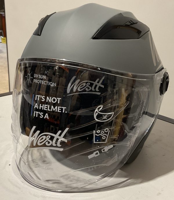 Motorhelm (Grijs) Jethelm met vizier en zonnebril Westt Maat L (59-60) - Afbeelding 2