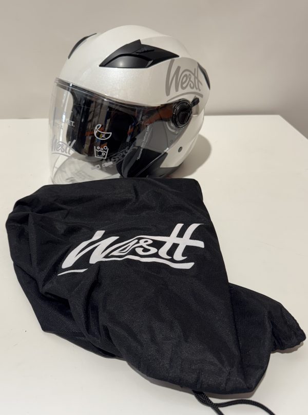 Motorhelm (Wit) Jethelm met vizier en zonnebril Westt Maat M (57-58)6)