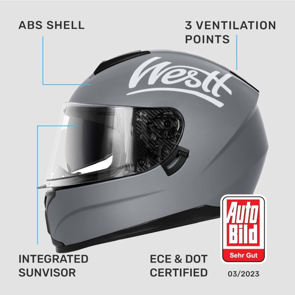 Intergraal Helm Grijs met zonnevizier Westt - Afbeelding 4